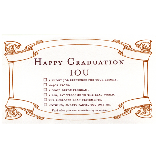 Happy Graduation greeting card from the IOU collection.