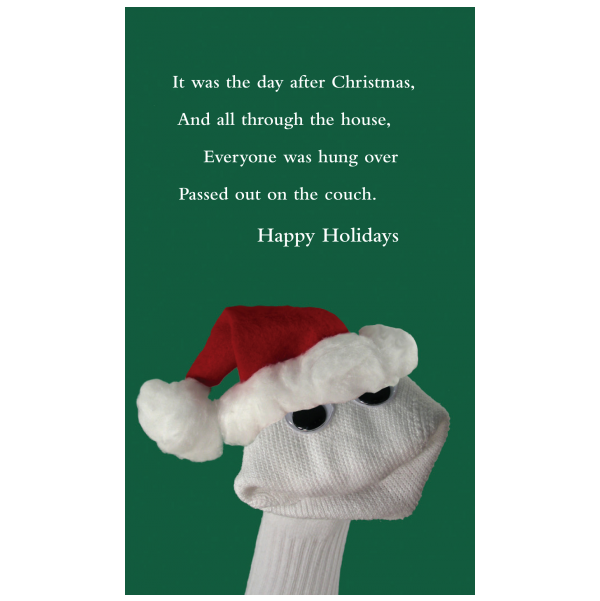 Funny Christmas card greeting card from the Sock 'ems collection.