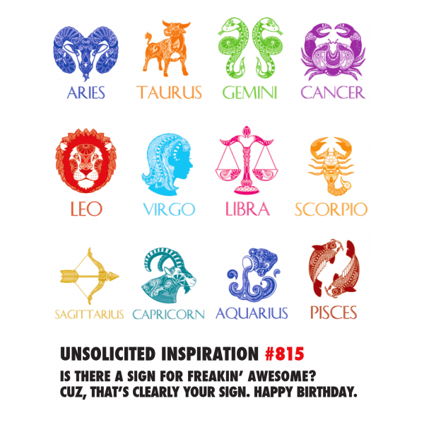 Birthday Astrology greeting card from the Unsolicited Inspirations collection.